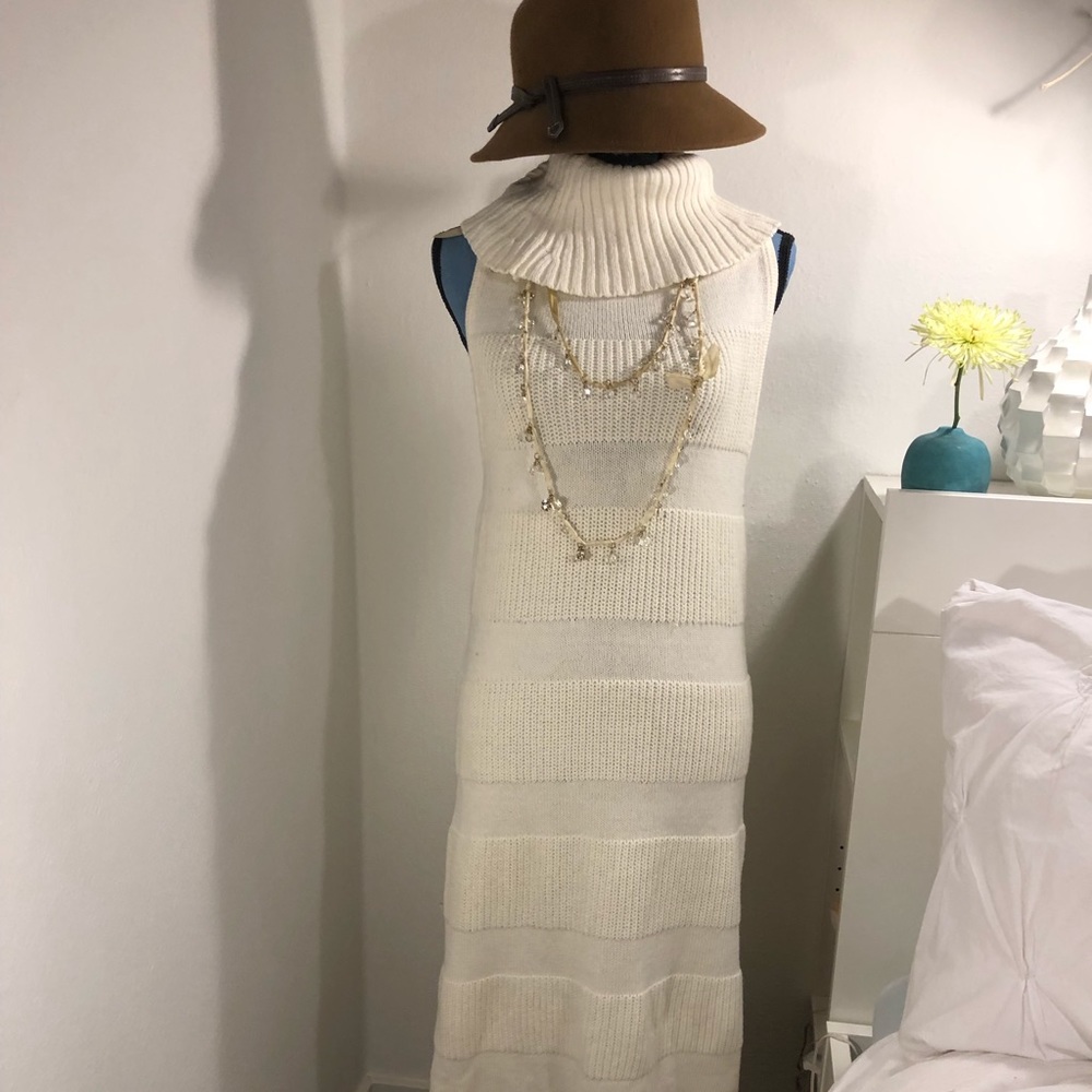 Anthropolgie white cowl neck sweater dress.